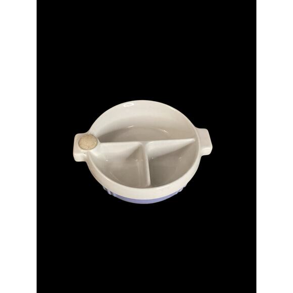 Vintage Hankscraft Divided Baby Food Warmer. Blue and White Ceramic Infant Dish - Picture 3 of 7